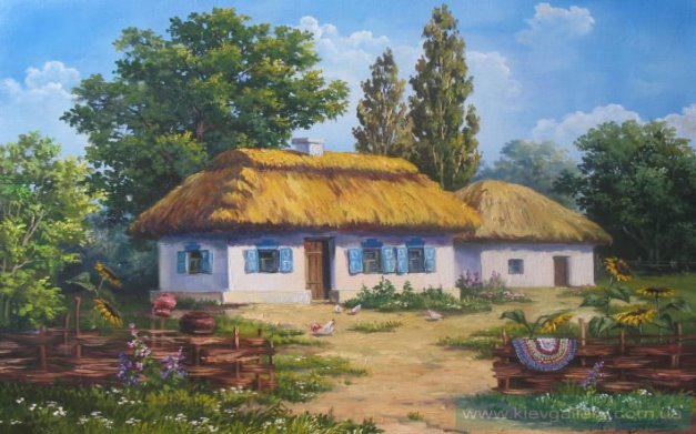 Picture «Ukrainian village houses», Painter Gordeeva Mariya | Autumn  painting, Cool drawings, Building art